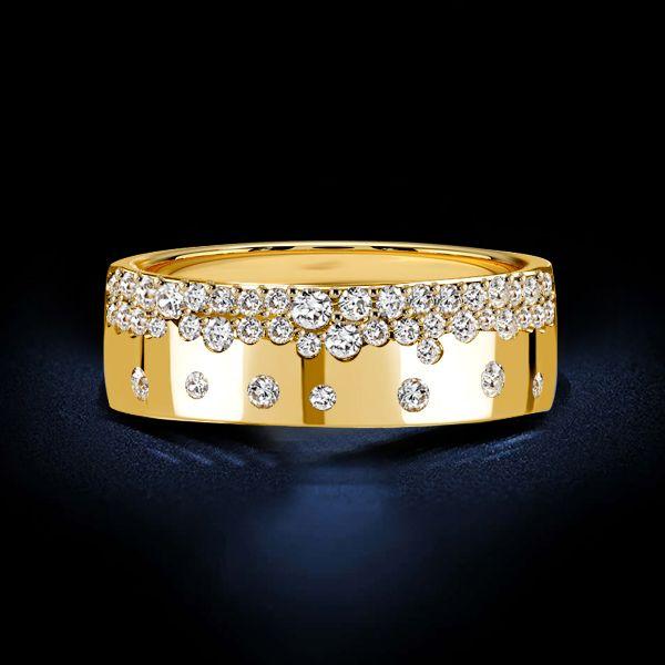 18K Gold Plated Sterling Silver Half Eternity Wedding Band - 0.56 CT. TW.