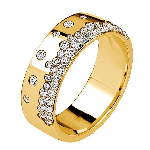 18K Gold Plated Sterling Silver Half Eternity Wedding Band - 0.56 CT. TW.
