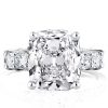 Cushion Cut Eternity Sterling Silver Engagement Ring - 5.0 CT