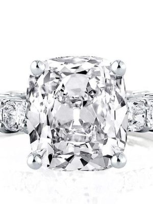 Cushion Cut Eternity Sterling Silver Engagement Ring - 5.0 CT