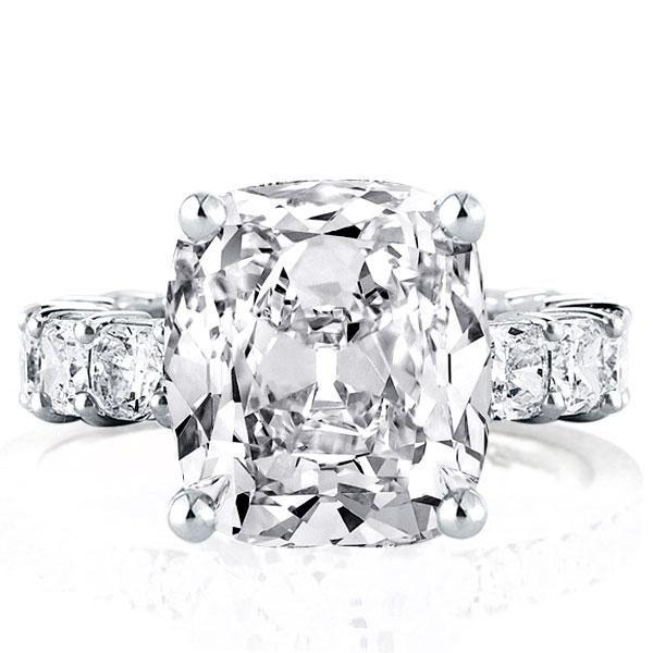 Cushion Cut Eternity Sterling Silver Engagement Ring - 5.0 CT