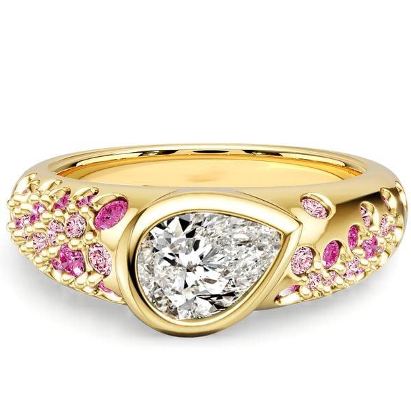 Pear Cut Pink Sapphire Engagement Ring in 18K Gold Plated Sterling Silver