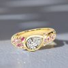 Pear Cut Pink Sapphire Engagement Ring in 18K Gold Plated Sterling Silver