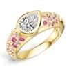 Pear Cut Pink Sapphire Engagement Ring in 18K Gold Plated Sterling Silver