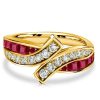 1.12 CT. TW. Golden Bypass Ruby Eternity Wedding Band in 18K Gold Plated Sterling Silver