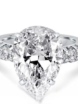 Classic Pear Shaped Engagement Ring | 9.00 CT Center Stone | Sterling Silver with Rhodium Finish