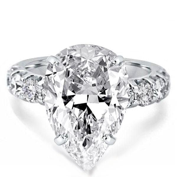 Classic Pear Shaped Engagement Ring | 9.00 CT Center Stone | Sterling Silver with Rhodium Finish