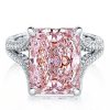 Split Shank Radiant Cut Pink Sapphire Engagement Ring for Women in Sterling Silver