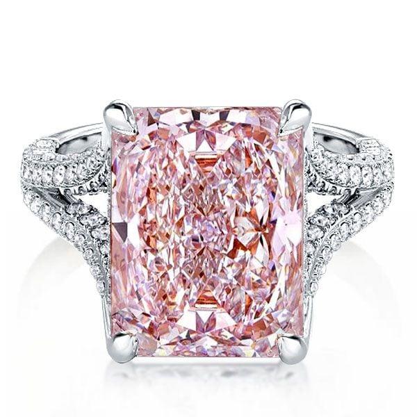 Split Shank Radiant Cut Pink Sapphire Engagement Ring for Women in Sterling Silver