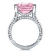 Split Shank Radiant Cut Pink Sapphire Engagement Ring for Women in Sterling Silver