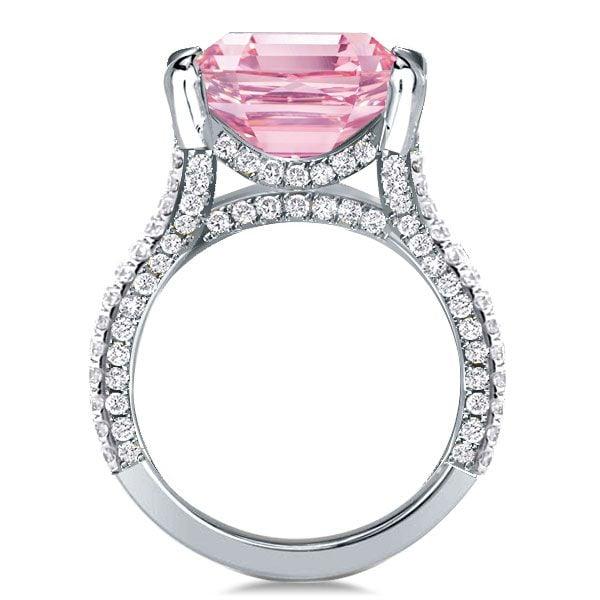Split Shank Radiant Cut Pink Sapphire Engagement Ring for Women in Sterling Silver