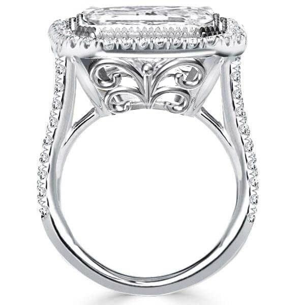 Radiant Halo Engagement Ring in Rhodium Plated 925 Sterling Silver