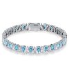 Pear Cut Aquamarine & White CZ Tennis Bracelet in Sterling Silver