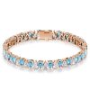 Pear Cut Aquamarine & White CZ Tennis Bracelet in Sterling Silver