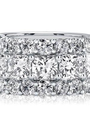 Cushion Cut Sterling Silver Half Eternity Wedding Band for Women - 7.77 CTW