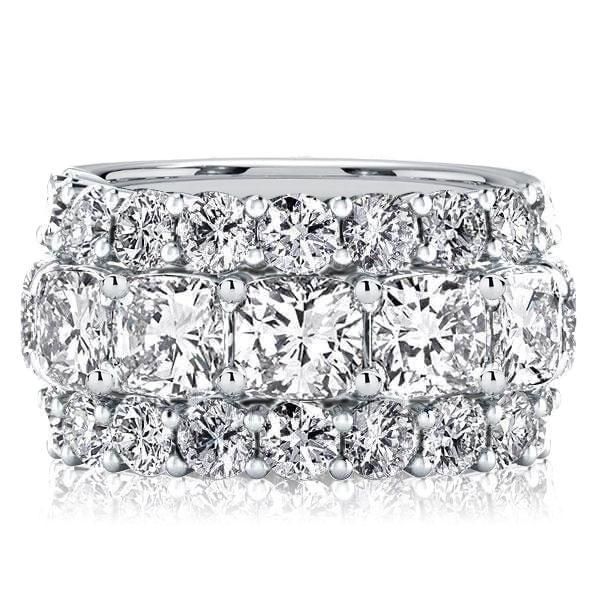 Cushion Cut Sterling Silver Half Eternity Wedding Band for Women - 7.77 CTW