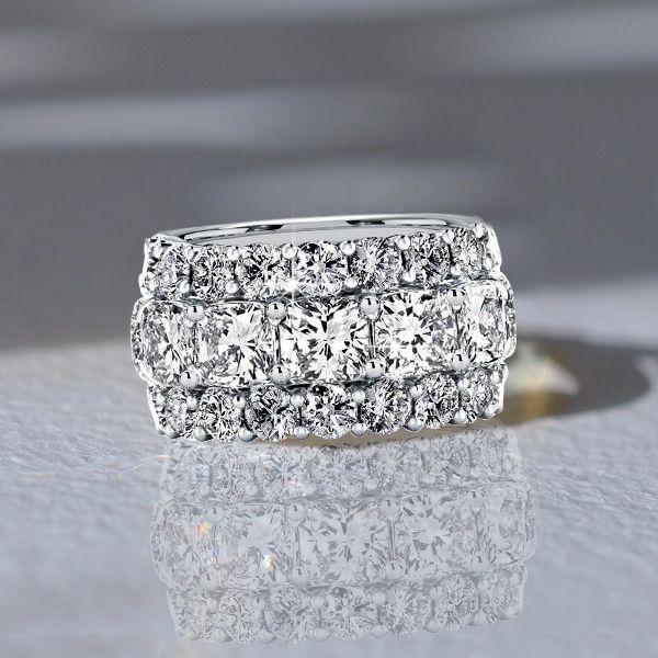 Cushion Cut Sterling Silver Half Eternity Wedding Band for Women - 7.77 CTW