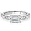 Emerald Cut East West Wedding Ring for Women, 1.48 CTW Total Stone Weight in Sterling Silver
