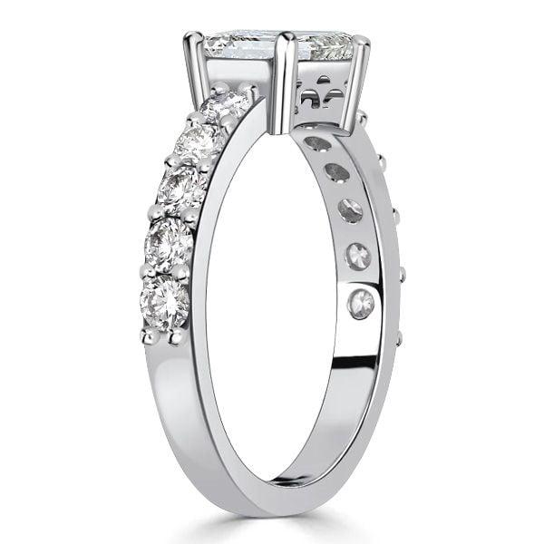 Emerald Cut East West Wedding Ring for Women, 1.48 CTW Total Stone Weight in Sterling Silver