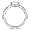 Emerald Cut East West Wedding Ring for Women, 1.48 CTW Total Stone Weight in Sterling Silver