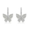 Sterling Silver Dancing Butterfly Earrings with White Sapphire Drops for Women
