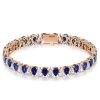 White and Blue Sapphire Pear Cut Tennis Bracelet in Sterling Silver