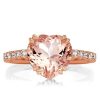 18K Rose Gold Plated Sterling Silver Heart Engagement Ring with 6.00 CT Center Stone