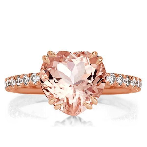 18K Rose Gold Plated Sterling Silver Heart Engagement Ring with 6.00 CT Center Stone