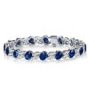 925 Sterling Silver Blue Sapphire Bracelet with Oval & Marquise Cut Stones for Weddings