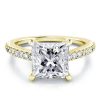Golden Classic Princess Cut White Sapphire Engagement Ring - 18K Gold Plated Sterling Silver