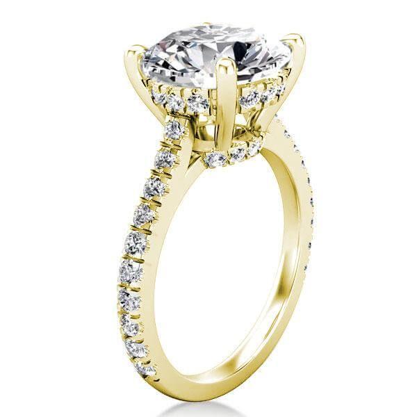 Golden Classic Princess Cut White Sapphire Engagement Ring - 18K Gold Plated Sterling Silver