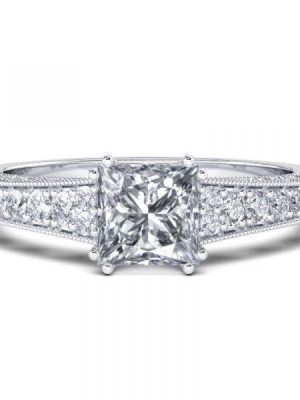 Cushion Cut Sterling Silver Solitaire Engagement Ring - 1.5 CT Simulated Diamond