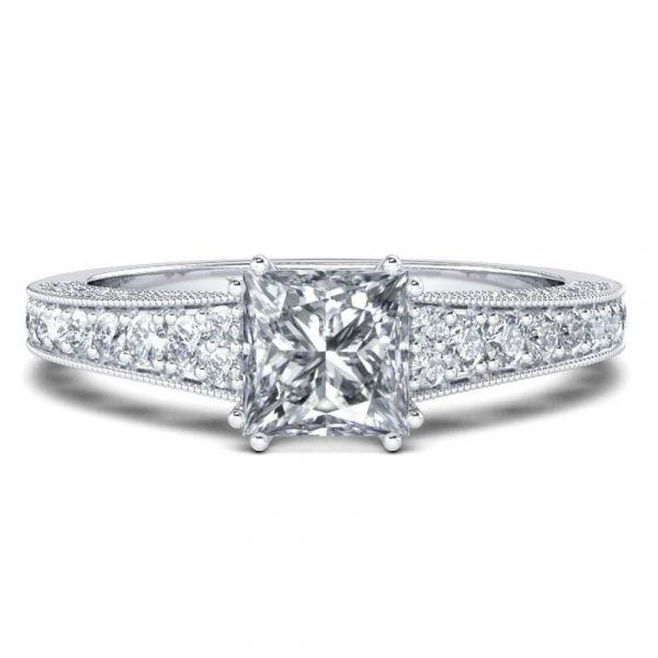 Cushion Cut Sterling Silver Solitaire Engagement Ring - 1.5 CT Simulated Diamond