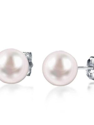 Classic Pink Pearl Stud Earrings - 925 Sterling Silver