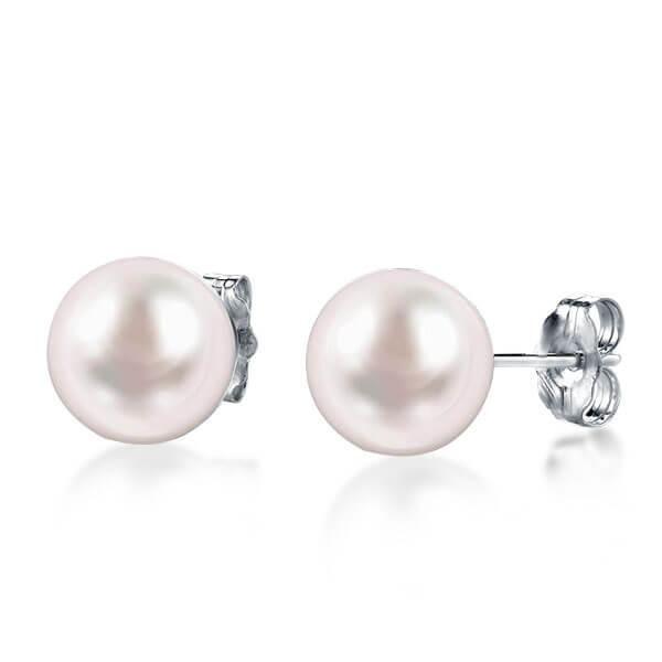 Classic Pink Pearl Stud Earrings - 925 Sterling Silver
