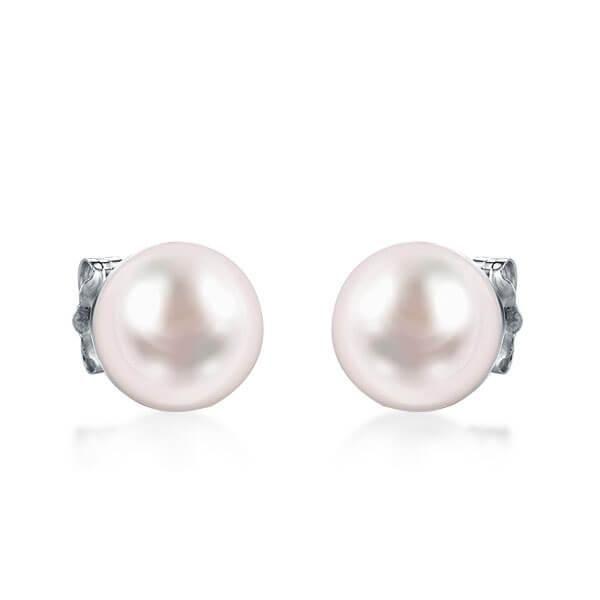Classic Pink Pearl Stud Earrings - 925 Sterling Silver