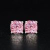 Cushion Cut Pink Sapphire Stud Earrings - 925 Sterling Silver, 2.0 CT