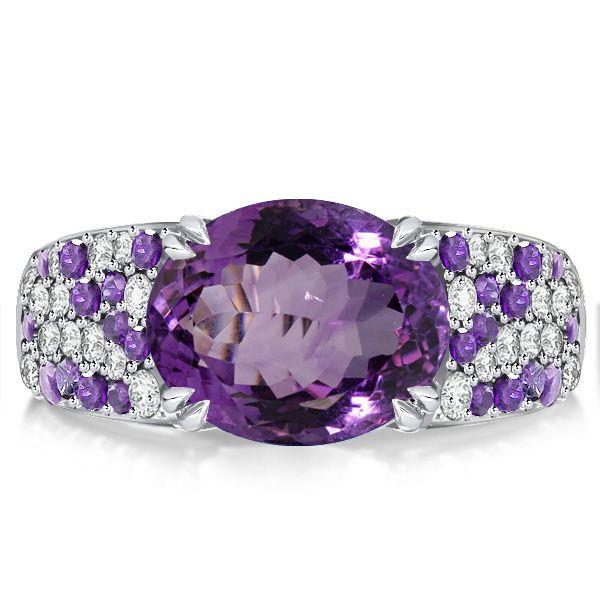 Oval Amethyst Engagement Ring for Women - 925 Sterling Silver