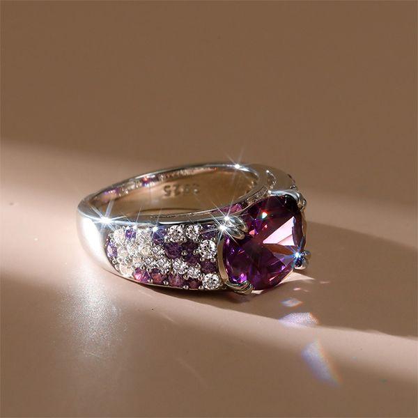 Oval Amethyst Engagement Ring for Women - 925 Sterling Silver