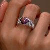 Oval Amethyst Engagement Ring for Women - 925 Sterling Silver