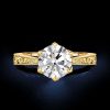 Vintage Style Round Cut Solitaire Engagement Ring for Women in Sterling Silver