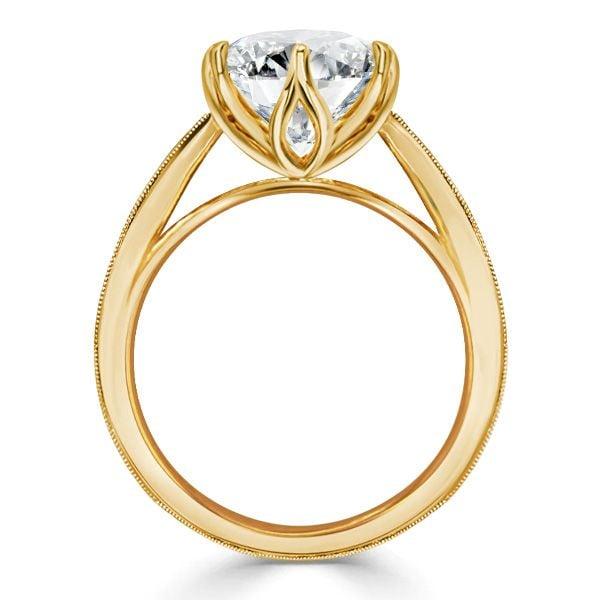 Vintage Style Round Cut Solitaire Engagement Ring for Women in Sterling Silver