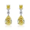 Pear Cut Yellow Topaz Drop Earrings in Rhodium Plated 925 Sterling Silver
