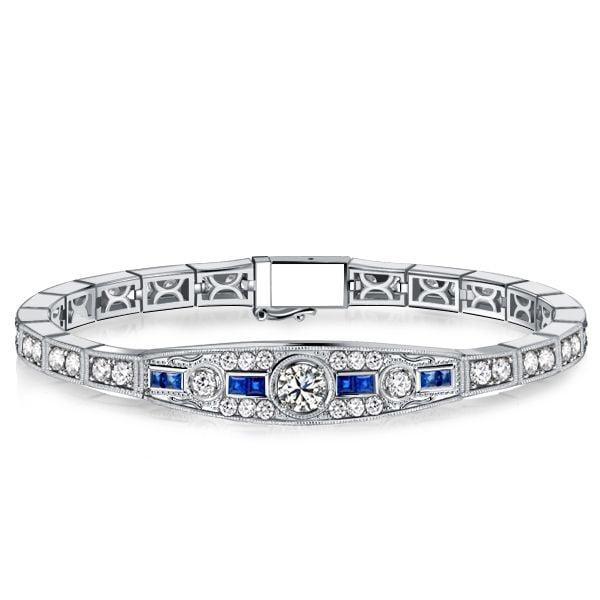 Art Deco Vintage Round Cut Sterling Silver Bracelet for Weddings and Special Occasions