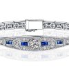 Art Deco Vintage Round Cut Sterling Silver Bracelet for Weddings and Special Occasions
