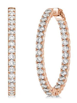 Sterling Silver Round Cut Inside-Out Hoop Earrings - 41mm