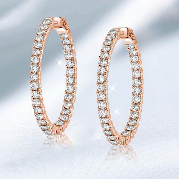 Sterling Silver Round Cut Inside-Out Hoop Earrings - 41mm