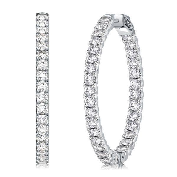 Sterling Silver Round Cut Inside-Out Hoop Earrings - 41mm