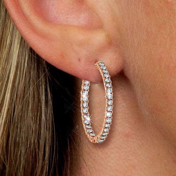 Sterling Silver Round Cut Inside-Out Hoop Earrings - 41mm