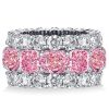 Affordable Cushion Cut Pink Wedding Band for Women in 925 Sterling Silver
